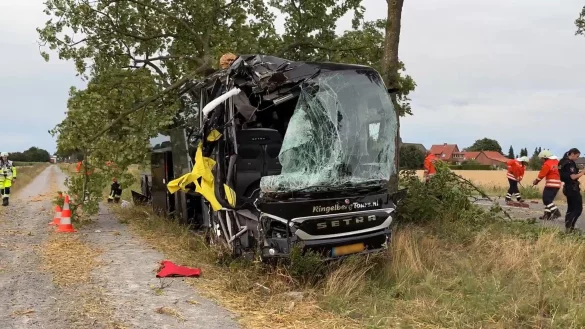 Nach ersten Erkenntnissen hatte der Busfahrer gesundheitliche Probleme. - © Benjamim Müller/TNN/dpa