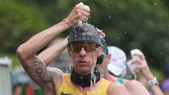 Christopher Linke belegte über die 35 Kilometer im Gehen den 14. Platz. - © Michael Kappeler/dpa