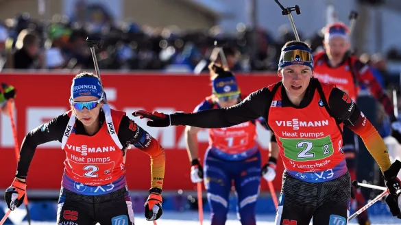 Als Duo erfolgreich: Franziska Preuß und Justus Strelow. - © Martin Schutt/dpa
