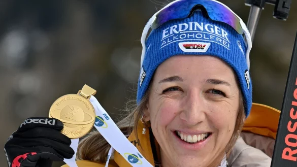 Franziska Preu&szlig; hatte bei der WM schon Gold in der Verfolgung gewonnen. - &copy; Martin Schutt/dpa