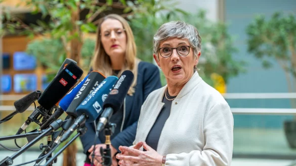 Grünen-Fraktionschefin Haßelmann attackiert Kretschmer und andere CDU-Politiker wegen Äußerungen zu Russland scharf. - © Michael Kappeler/dpa