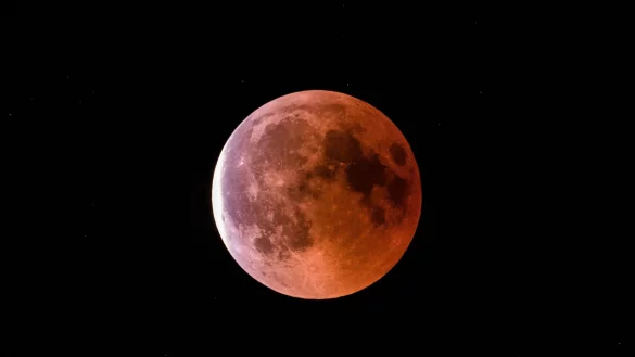 W&auml;hrend einer Mondfinsternis erscheint der Erdtrabant in r&ouml;tlich-br&auml;unlichen T&ouml;nen. (Archivbild) - &copy; Silas Stein/dpa