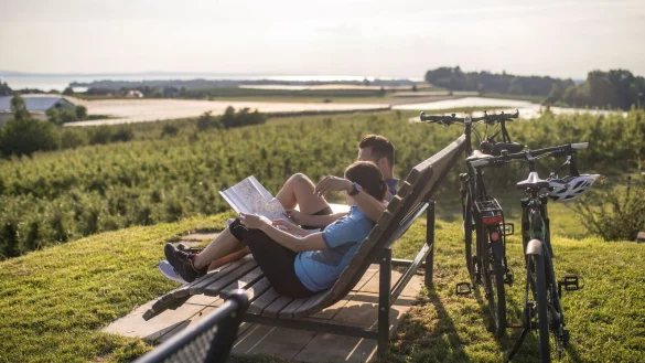 Rastplatz im Landkreis Lindau: Der Bodensee-Radweg lockt jedes Jahr Zehntausende Radtouristen an. - &copy; Frederick Sams/Deutsche Bodensee Tourismus GmbH/dpa-tmn