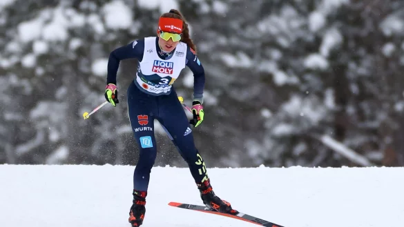 Deutsche Hoffnung in der Kombination: Nathalie Armbruster. - &copy; Daniel Karmann/dpa