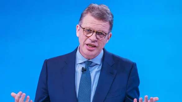 F&uuml;r Christian Sewing, Vorstandsvorsitzender der Deutschen Bank, ist die Inflation noch nicht &uuml;berwunden. - &copy; Andreas Arnold/dpa