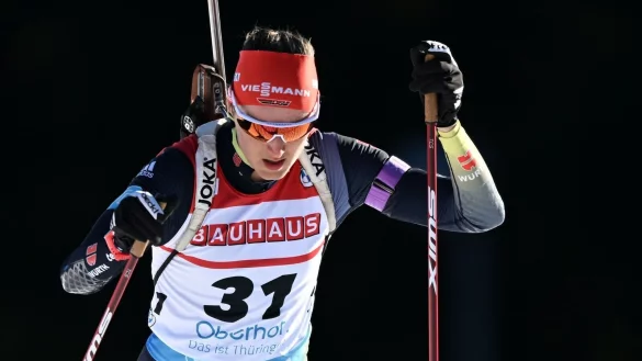 Entt&auml;uschte im Einzel: Denise Herrmann-Wick. - &copy; Hendrik Schmidt/dpa