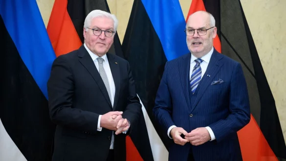 Bundespr&auml;sident Frank-Walter Steinmeier und Estalnds Pr&auml;sident Alar Karis (r) treffen sich in Tallinn zu einem Gespr&auml;ch. - &copy; Bernd von Jutrczenka/dpa