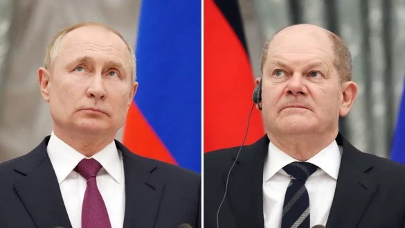 Weiterhin im Gespr&auml;ch: Bundeskanzler Olaf Scholz und Russlands Pr&auml;sident Wladimir Putin. - &copy; Kay Nietfeld/dpa