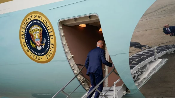 US-Pr&auml;sident Joe Biden hat sich nicht bei seiner an Corona erkrankten Ehefrau Jill angesteckt und reist mit der Air Force One nach Neu-Delhi. - &copy; Evan Vucci/AP