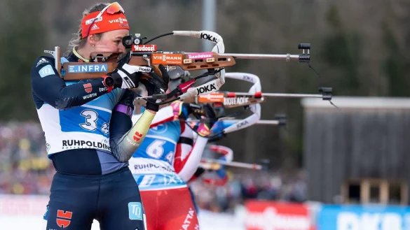 Biathletin Denise Herrmann-Wick lie&szlig; das Massenstartrennen in Ruhpolding aus. - &copy; Sven Hoppe/dpa