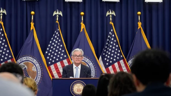 Jerome Powell, Vorsitzender des Federal Reserve Board, spricht w&auml;hrend einer Pressekonferenz bei der Federal Reserve. - &copy; Alex Brandon/AP