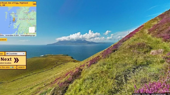 Offenbar ein sch&ouml;nes Ziel: Die Innere-Hebriden-Insel Eigg mitten im Atlantik. - &copy; Randomstreetview.com/dpa-tmn
