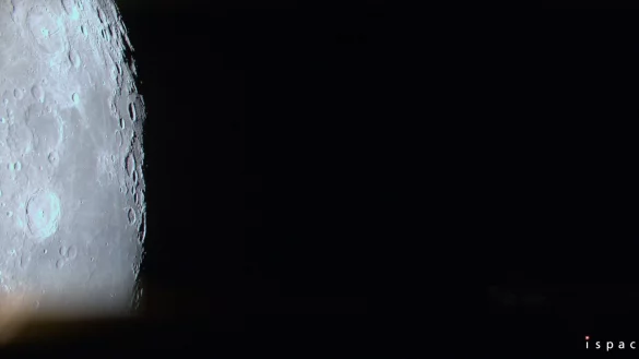 Die Mondoberfl&auml;che vom Landeger&auml;t der japanischen Hakuto-R Mission aus gesehen. Am 25. April gegen 18.40 Uhr (MESZ) will das junge japanische Raumfahrtunternehmen ispace den Mondlander auf dem Mond aufsetzen lassen. - &copy; ispace/dpa