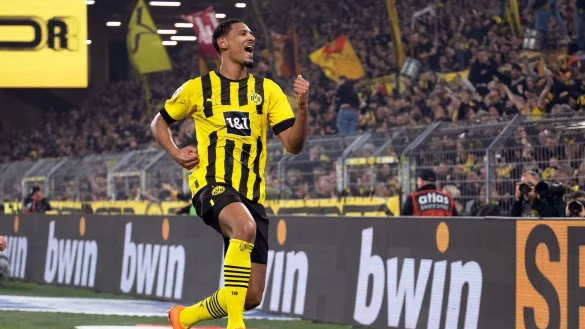 Traf beim Dortmunder 6:1-Sieg gegen den 1. FC K&ouml;ln doppelt: St&uuml;rmer Sebastien Haller. - &copy; Bernd Thissen/dpa