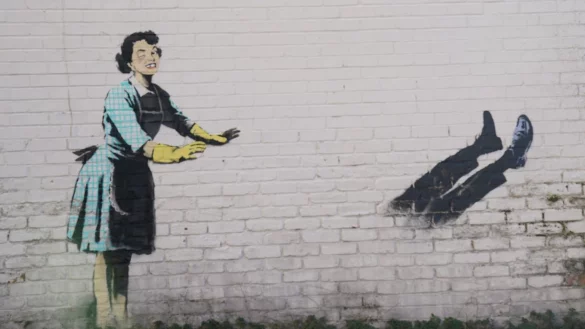 Das neue Kunstwerk des Stra&szlig;enk&uuml;nstlers Banksy - zu sehen im britischen Margate - hat den Titel &laquo;Valentine\\\'s Day Mascara&raquo;. - &copy; Gareth Fuller/PA Wire/dpa