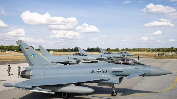 Deutsche Eurofighter im August 2022 am Fliegerhorst Neuburg. - &copy; Daniel Karmann/dpa