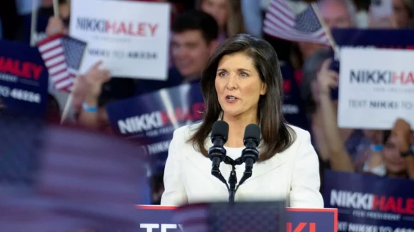 Nikki Haley, ehemalige Gouverneurin von South Carolina und Botschafterin der Vereinten Nationen, stellt ihre Präsidentschaftskampagne 2024 vor. - © Meg Kinnard/AP/dpa