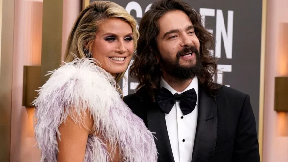 Schauten sich die Partie zwischen dem FC Bayern M&uuml;nchen und RB Leipzig im Stadion an: Heidi Klum (l) und Tom Kaulitz. - &copy; Jordan Strauss/Invision/AP/dpa