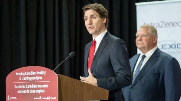 Justin Trudeau, Premierminister von Kanada, beantwortet Fragen nach der Ank&uuml;ndigung, dass die Social-Media-App Tiktok nicht mehr auf von der Regierung herausgegebenen Smartphones verwendet werden darf. - &copy; Frank Gunn/The Canadian Press/AP/dpa