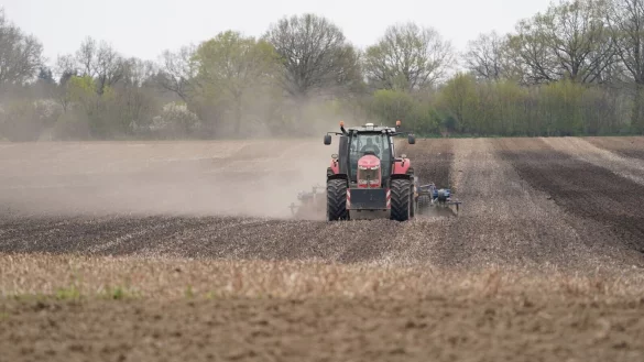 Ein Traktor f&auml;hrt &uuml;ber einen Acker. - &copy; Marcus Brandt/dpa