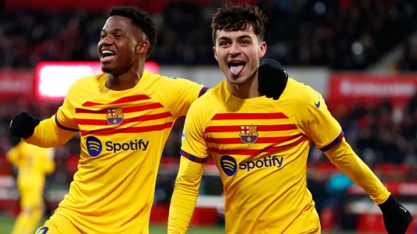 Barcelona steht durch den Sieg beim FC Girona vorerst sechs Punkte vor Real Madrid. - &copy; Joan Monfort/AP/dpa