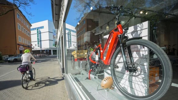 Ein E-Bike im Schaufenster: Fast jedes zweite in Deutschland verkaufte Fahrrad hatte im vergangenen Jahr einen Elektromotor. - &copy; Andreas Arnold/dpa