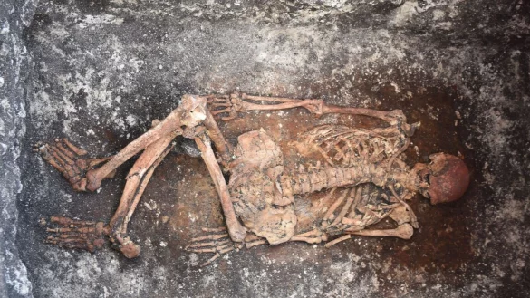 Dieses Skelett eines Reiters wurde im bulgarischen Malomirovo entdeckt. - &copy; Michal Podsiadlo/dpa