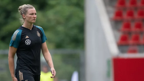 DFB-Kapit&auml;nin Alexandra Popp freut sich auf die kommende WM. - &copy; Sebastian Christoph Gollnow/dpa