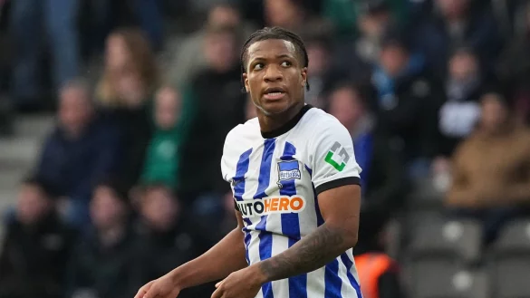 Wegen einer Gelb-Sperre fehlt Herthas Jessic Ngankam am Samstag gegen Bochum. - &copy; Soeren Stache/dpa