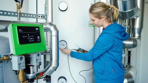 Antonella Menrath macht im Betrieb der Friedrich Morsch GmbH & Co KG eine Ausbildung zur Anlagenmechanikerin Sanit&auml;r-Heizung-Klima. - &copy; Uwe Anspach/dpa