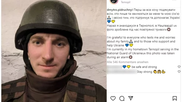 Dmytro Pidrutschnji war vor einem Jahr nach dem Einmarsch der Russen in sein Heimatland zur&uuml;ckgekehrt. - &copy; Privat/Instagram/dpa