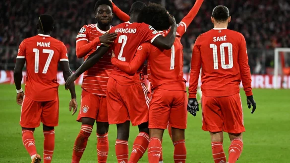 Der FC Bayern um Sadio Man&eacute;, Alphonso Davies, Dayot Upamecano, Serge Gnabry und Leroy San&eacute; (l-r) setzte sich souver&auml;n gegen PSG durch. - &copy; Sven Hoppe/dpa