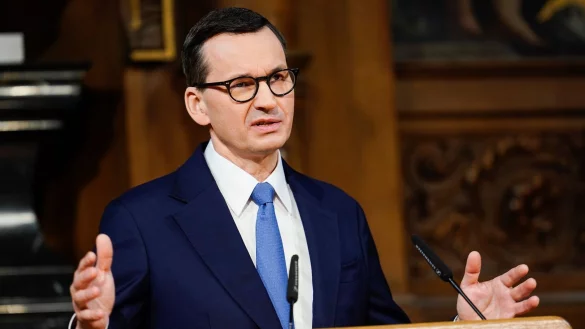Polens Ministerpr&auml;sident Mateusz Morawiecki hat eigenen Angaben zufolge Kontrollen von Kleinbussen, Bussen, Lieferwagen und Autos an der Grenze zur Slowakei angewiesen. - &copy; Uwe Anspach/dpa