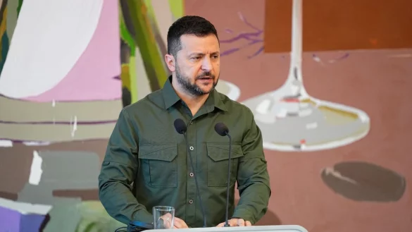 Er dankt den D&auml;nen f&uuml;r ihre Unterst&uuml;tzung: der ukrainische Pr&auml;sident Wolodymyr Selenskyj in Kopenhagen. - &copy; Mads Claus Rasmussen/Ritzau Scanpix Foto/AP/dpa