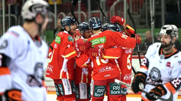 Die D&uuml;sseldorfer bejubeln das Tor zum zwischenzeitlichen 2:0 gegen Frankfurt. - &copy; Federico Gambarini/dpa