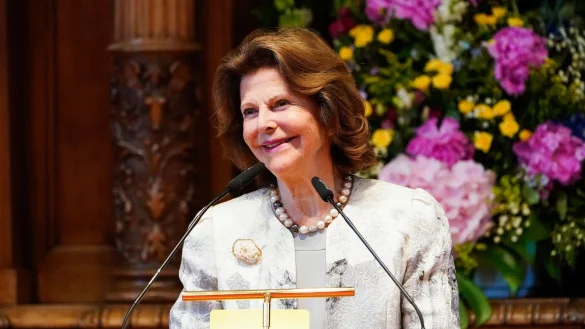 K&ouml;nigin Silvia von Schweden spricht im Rathaus in Heidelberg. - &copy; Uwe Anspach/dpa