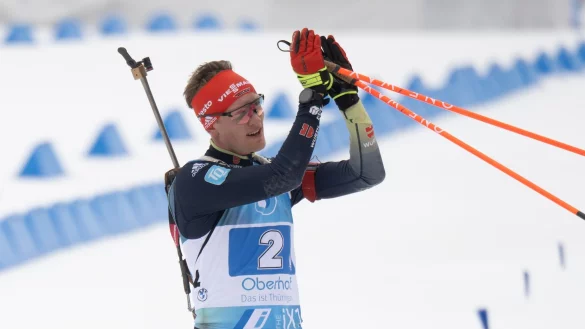 Sinnbild bei der Heim-WM: Auch die Staffel um Benedikt Doll fuhr an einer Medaille vorbei. - &copy; Hendrik Schmidt/dpa