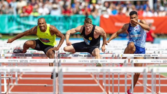 Olympiasieger Damian Warner (l) aus Kanada musste sich seinem Landsmann Pierce Lepage (r) in G&ouml;tzis beim Zehnkampf geschlagen geben. - &copy; Expa/Peter Rinderer/APA/dpa