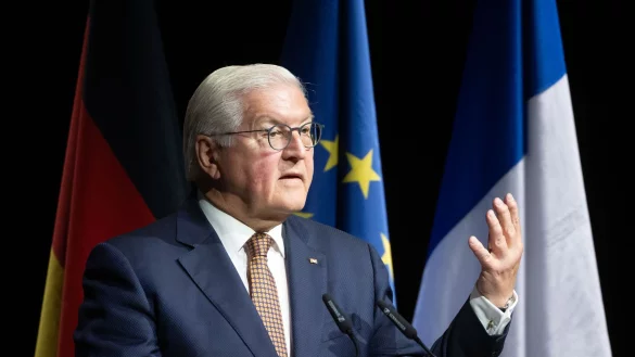 Bundespr&auml;sident Frank-Walter Steinmeier spricht bei den Feierlichkeiten zum 75-j&auml;hrigen Bestehen des Deutsch-Franz&ouml;sischen Instituts in Ludwigsburg. - &copy; Marijan Murat/dpa