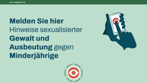 Der Report-Button f&uuml;hrt auf "Nicht-wegsehen.net" direkt zu den drei Meldewegen. - &copy; nicht-wegsehen.net/dpa-tmn