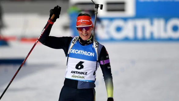 Biathletin Denise Herrmann-Wick siegte in Antholz. - &copy; Christian Einecke/dpa