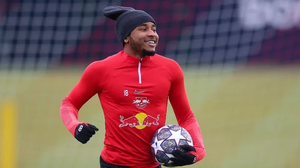 Leipzigs Spieler Christopher Nkunku nimmt an der Trainingseinheit teil. - &copy; Jan Woitas/dpa/Archiv