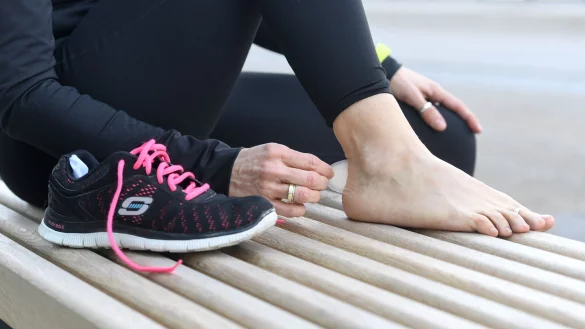 Blasenpflaster haben einen Gelkern, der sich wie eine Art Airbag &uuml;ber die aufgescheuerte Haut legt - und sie somit sch&uuml;tzt. - &copy; Tobias Hase/dpa-tmn