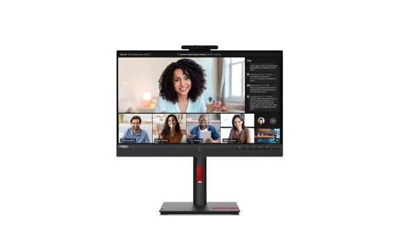 Ein Home-Office-Spezialist: Der Thinkvision-VOIP-Monitor T24mv-30 von Lenovo kommt mit hochaufl&ouml;sender Kamera, vielen Anschl&uuml;ssen, Lautsprechern und Mikrofonen. - &copy; Lenovo/dpa-tmn