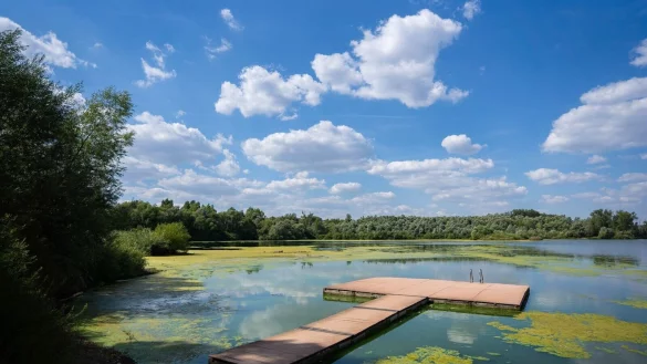 Ein einsamer Badesee? Von wegen, nat&uuml;rlich tummeln sich darin jede Menge Tiere und Pflanzen. - &copy; Nicolas Armer/dpa/dpa-tmn