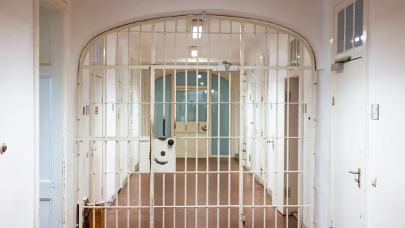 Eine geschlossene Pforte in einer Justizvollzugsanstalt. - &copy; Frank Molter/dpa/Symbolbild