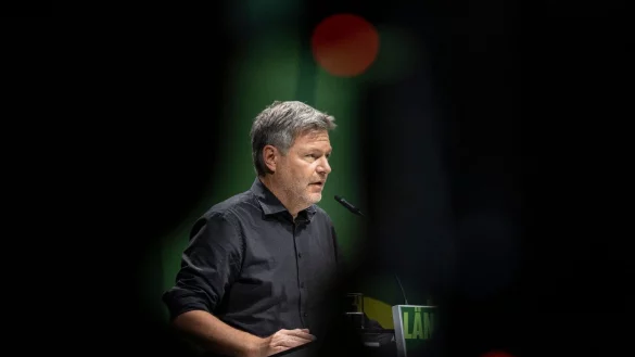 Wirtschaftsminister Robert Habeck spricht auf dem L&auml;nderrat der Gr&uuml;nen im hessischen Bad Vilbel. - &copy; Boris Roessler/dpa