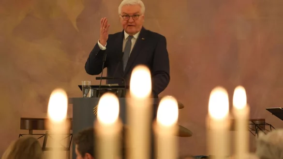 Bundespr&auml;sident Frank-Walter Steinmeier spricht beim &laquo;Republikanischen Bankett&raquo; im Schloss Bellevue. - &copy; Joerg Carstensen/dpa