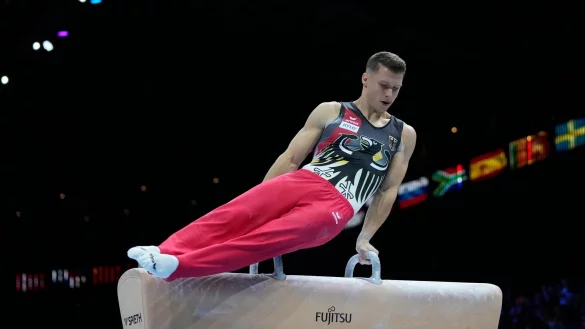 Zeigte mit Deutschlands Turnen eine starke Vorstellung: Lukas Dauser. - &copy; Virginia Mayo/AP/dpa