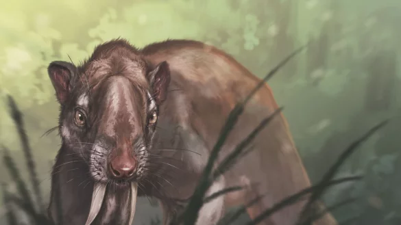 Eine Rekonstruktion des Thylacosmilus atrox. - &copy; Jorge Blanco/American Museum of Natural History/dpa